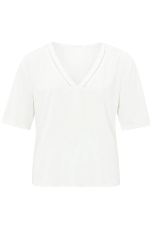 Yaya T-shirt with tape neckline Off White