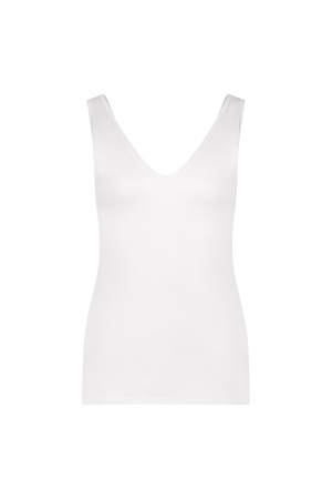 YBLS Tanktop With V-neck & Round Neck 100 White