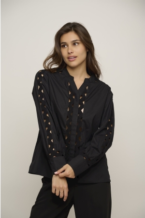 Rino en Pelle Blouse with fancy tape 9900 black