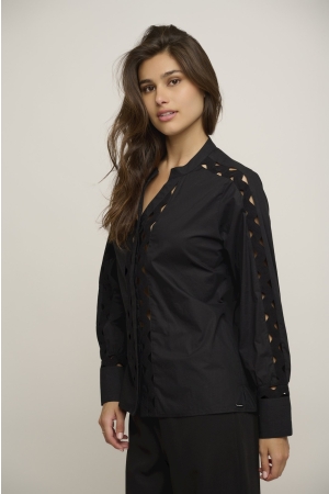 Rino en Pelle Blouse with fancy tape 9900 black