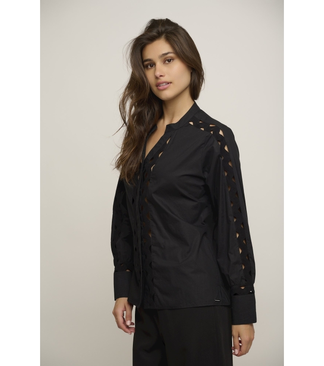 Rino en Pelle Blouse with fancy tape 9900 black
