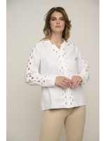 Rino en Pelle Blouse with fancy tape 10 white