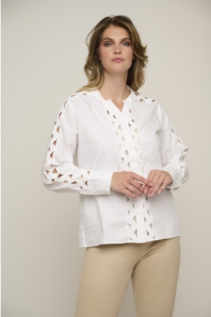 Rino en Pelle Blouse with fancy tape 10 white