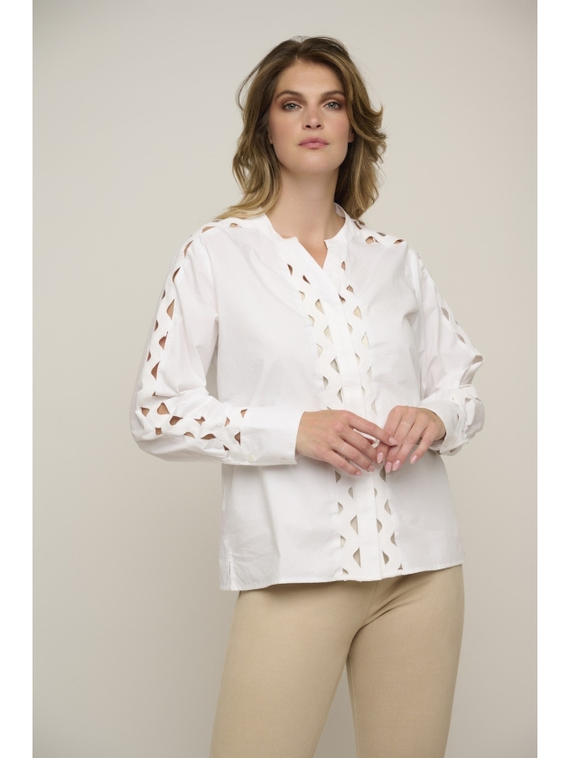Rino en Pelle Blouse with fancy tape 10 white