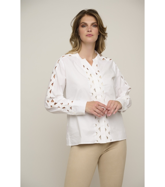 Rino en Pelle Blouse with fancy tape 10 white