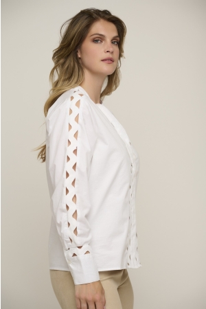 Rino en Pelle Blouse with fancy tape 10 white