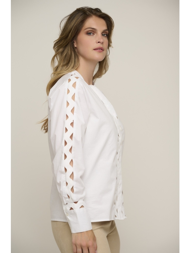 Rino en Pelle Blouse with fancy tape 10 white