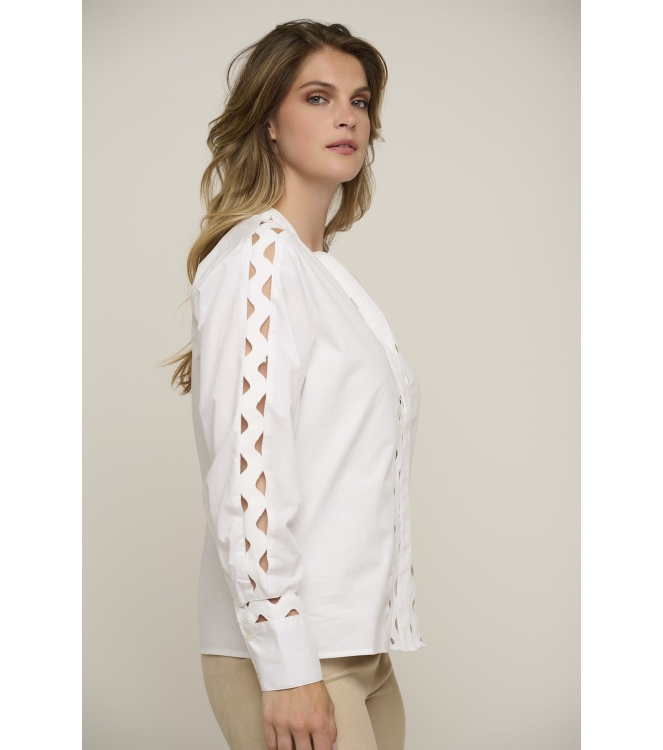 Rino en Pelle Blouse with fancy tape 10 white