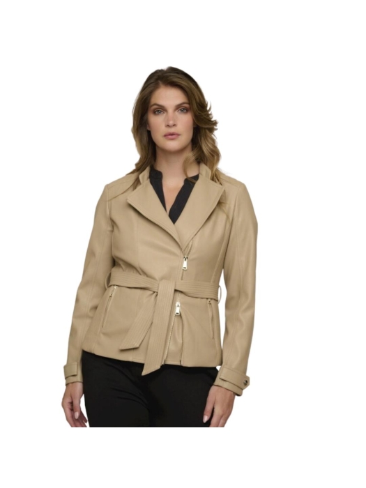 Rino en Pelle Biker jacket with belt 490 sand