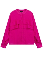Alix the Label ladies woven structured chiffon ruffle blouse 320 magenta pink