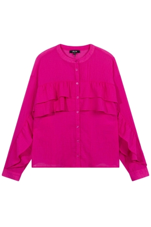 Alix the Label ladies woven structured chiffon ruffle blouse 320 magenta pink