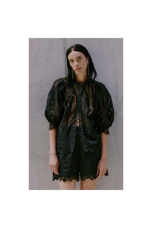 Copenhagen Muse Shirt with all over lace Black