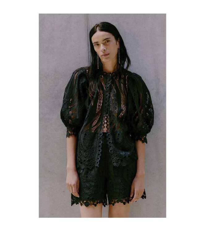 Copenhagen Muse Shirt with all over lace Black