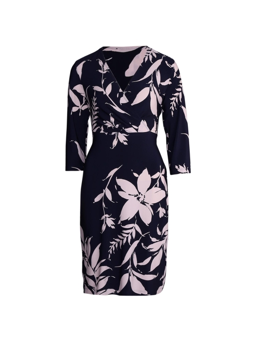 Joseph Ribkoff LDS Dress 3876 Midnight Blue/Beige