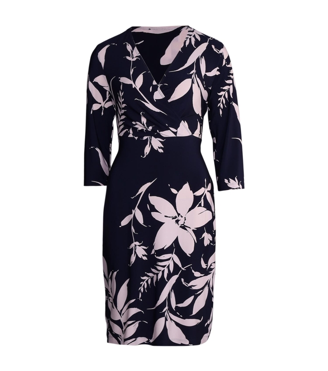 Joseph Ribkoff LDS Dress 3876 Midnight Blue/Beige