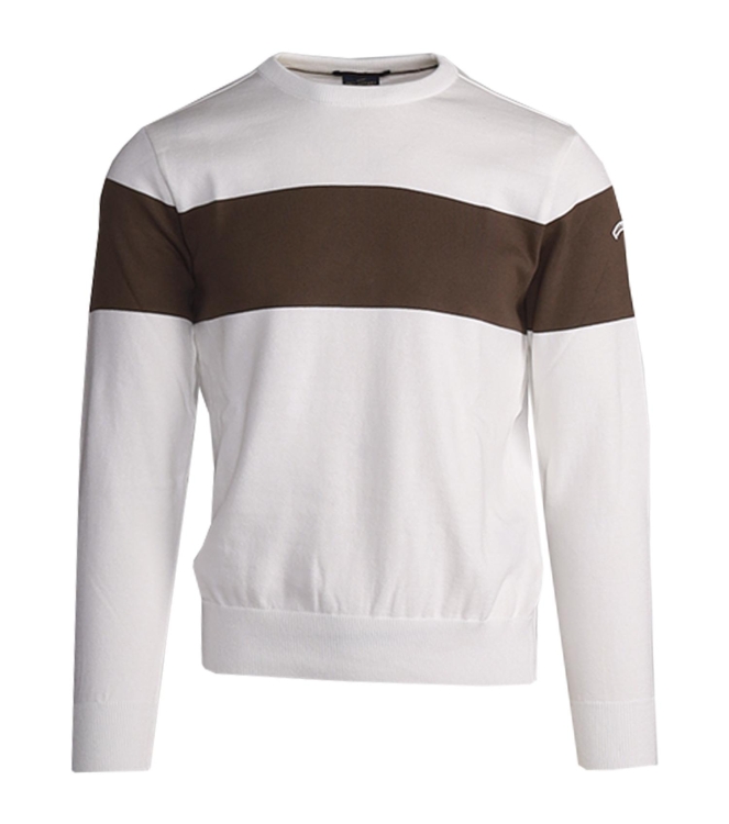 Paul and Shark Prima cotton crewneck w. 249 Wit/Beige