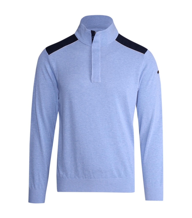 Paul and Shark Fresco cotton half zip sweater with line 363 Blauw
