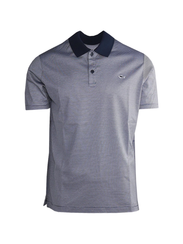 Paul and Shark Cotton jersey polo with shark badge 125 Licht Blauw