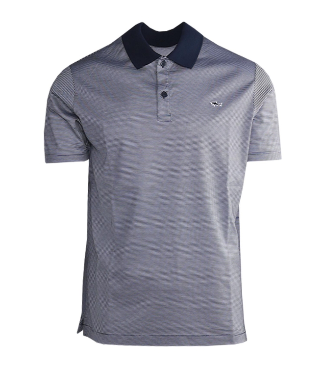 Paul and Shark Cotton jersey polo with shark badge 125 Licht Blauw
