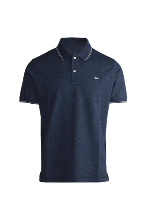 Paul and Shark Cotton pique polo shirt w shark badge 013 Navy