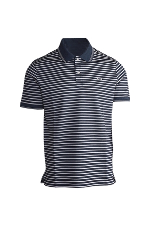 Paul and Shark Cotton pique polo shirt w shark badge 105 Donker Blauw