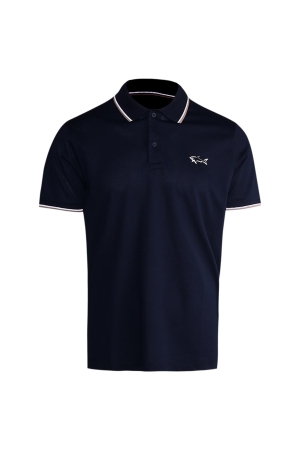 Paul and Shark Pique cotton polo shirt w shark print 013 Navy