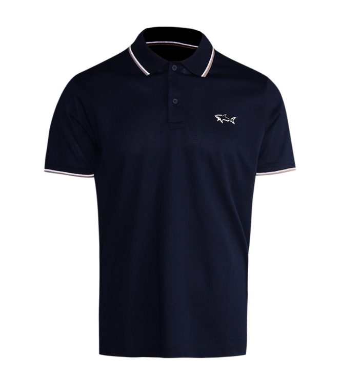 Paul and Shark Pique cotton polo shirt w shark print 013 Navy
