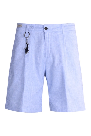 Paul and Shark Cotto Linen 1 pince bermuda 196 Licht Blauw