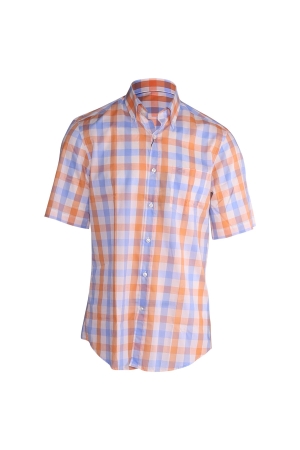 Paul and Shark Cotton poplin button down shirt C79 Oranje print
