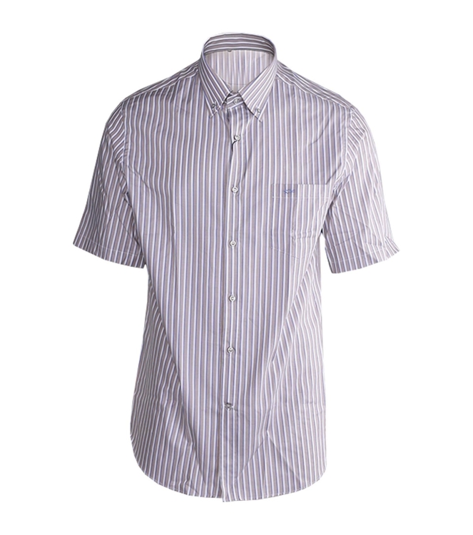 Paul and Shark Silver cotton twill button down shirt V86 Licht blauw/Navy