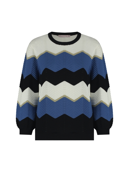 Studio Anneloes Isa zigzag ajour pullover 1163 off white/denim