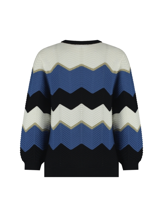 Studio Anneloes Isa zigzag ajour pullover 1163 off white/denim