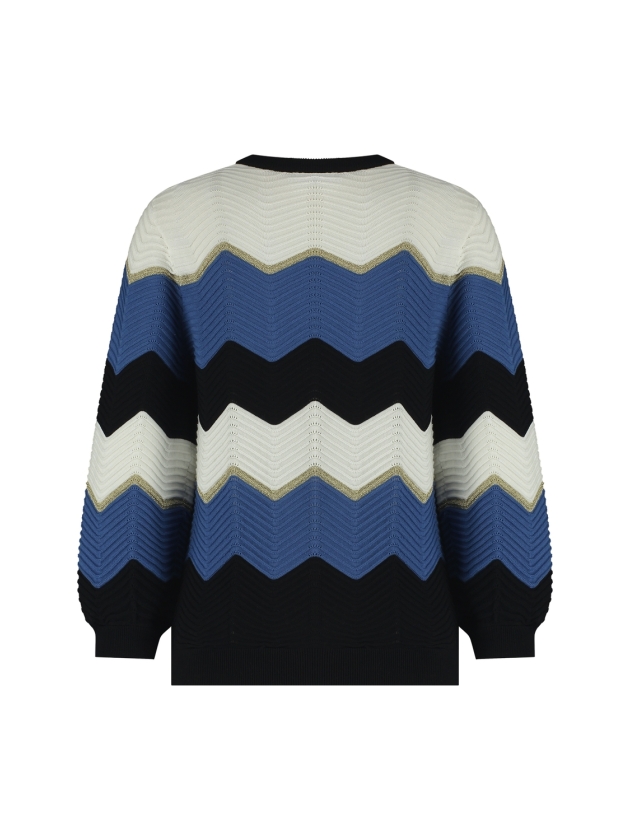 Studio Anneloes Isa zigzag ajour pullover 1163 off white/denim