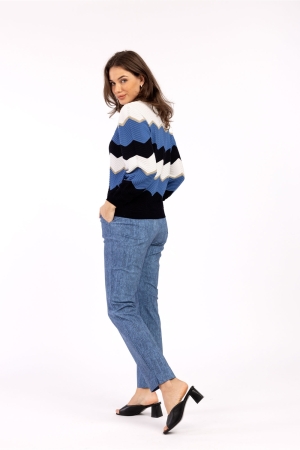 Studio Anneloes Isa zigzag ajour pullover 1163 off white/denim