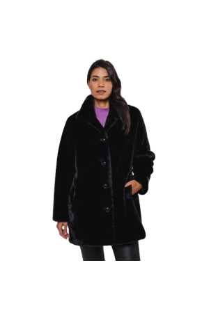 Rino en Pelle Single breasted fake fur coat 9900 black