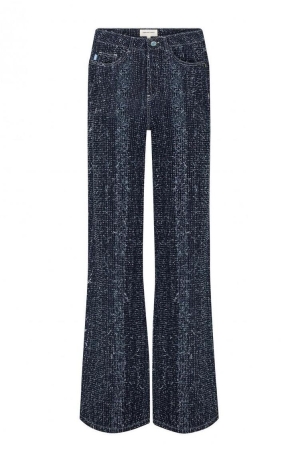 Fabienne Chapot Thea Wide Leg Tweed Jeans 3622 Dark Indigo