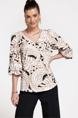 Studio Anneloes Layla paisley poplin top 1116 offwhite/clay
