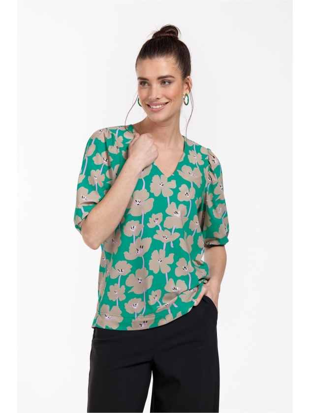 Studio Anneloes Lacee bloom top 7316 smaragd/clay