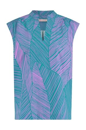 Studio Anneloes Kitty palm poplin top 7346 Smaragd/Lila pink