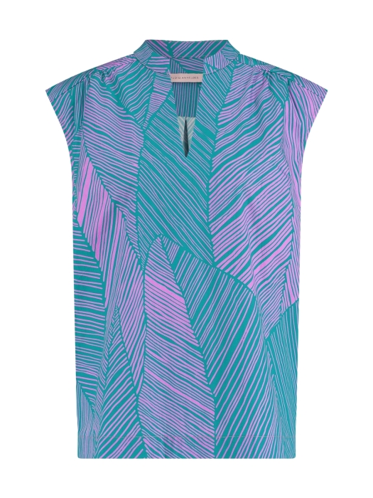 Studio Anneloes Kitty palm poplin top 7346 Smaragd/Lila pink