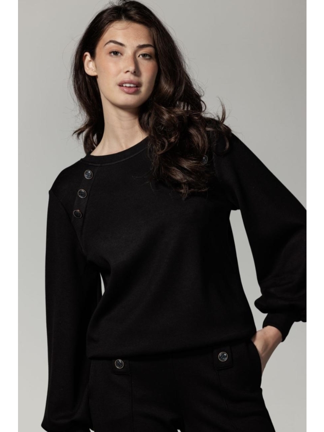 Tramontana Sweater Sailor Buttons 009000 Black