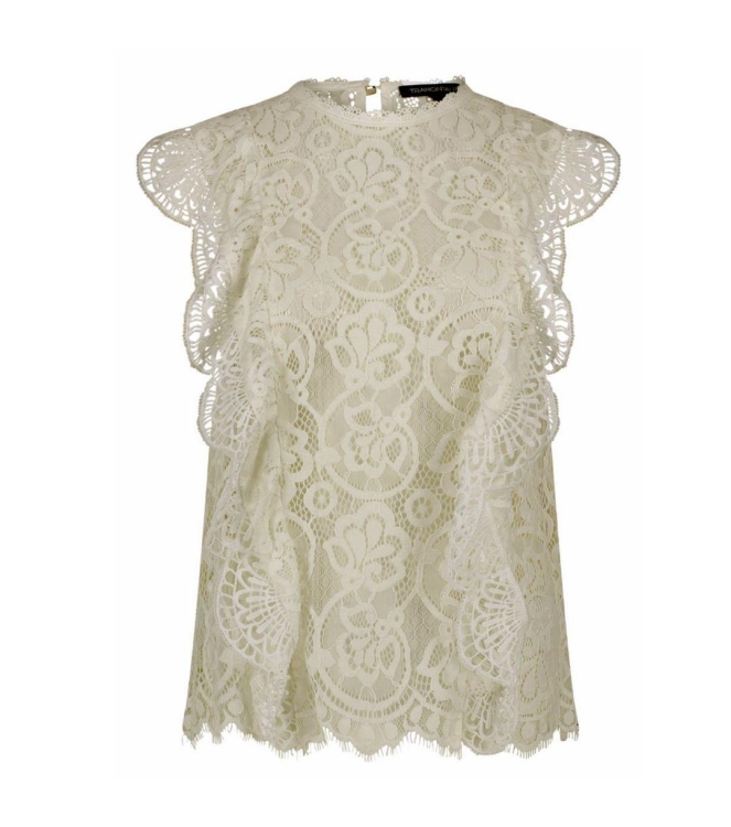 Tramontana Top Lace Ruffles off white