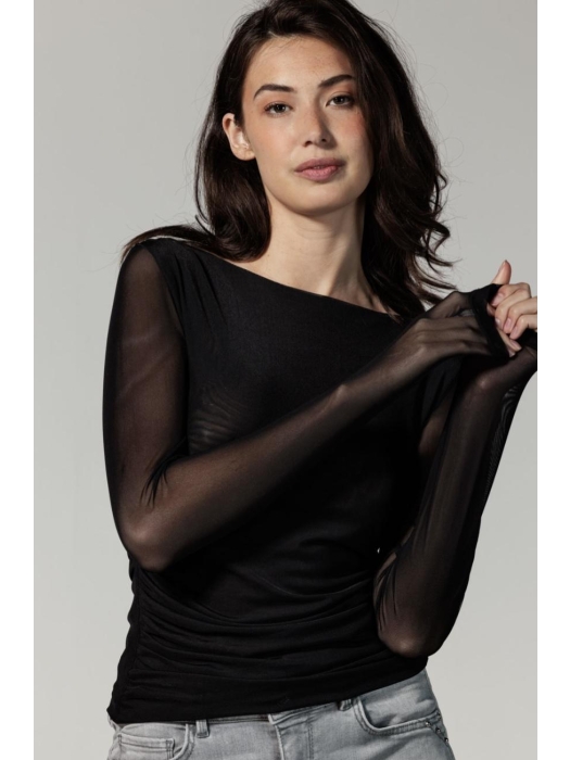 Tramontana Top Gathered Mesh 009000 Black