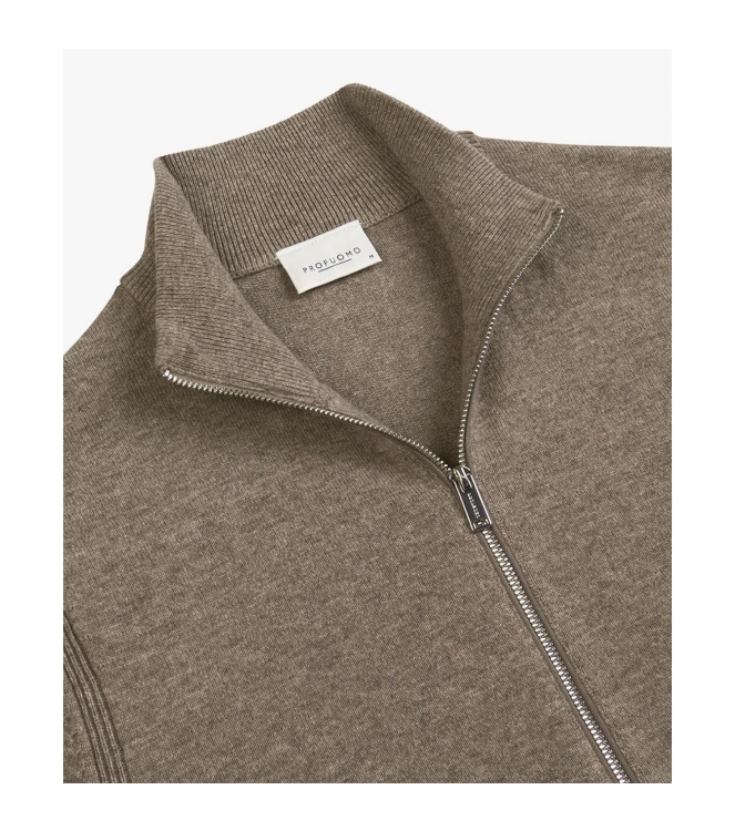 Profuomo CARDIGAN FULL ZIP BROWN MEL 200 Brown