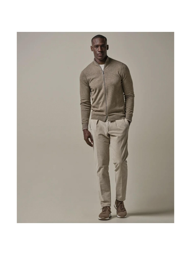 Profuomo CARDIGAN FULL ZIP BROWN MEL 200 Brown