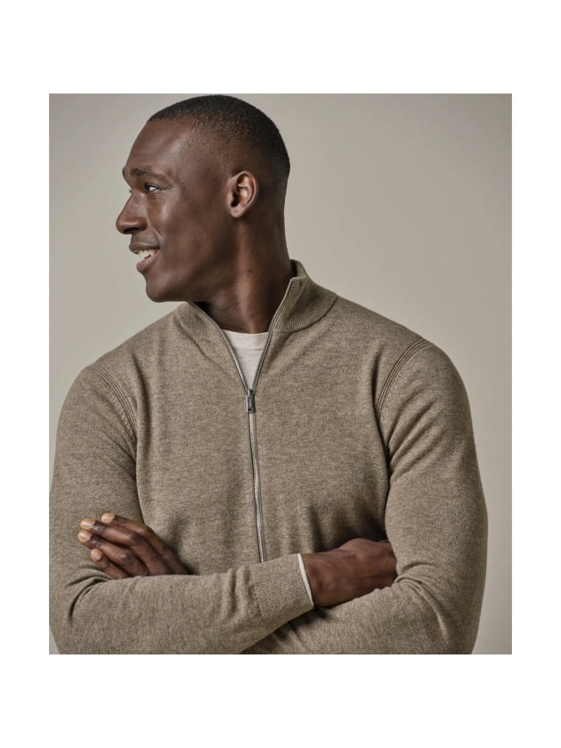 Profuomo CARDIGAN FULL ZIP BROWN MEL 200 Brown