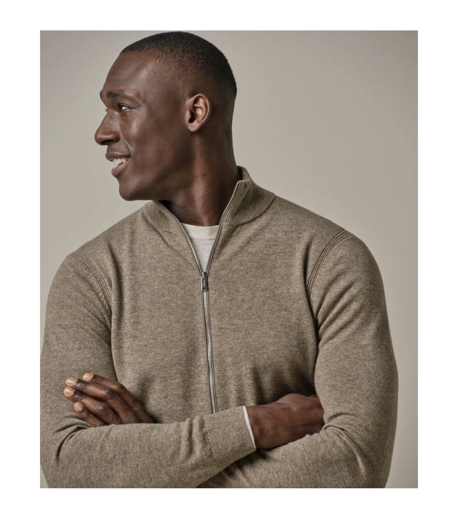 Profuomo CARDIGAN FULL ZIP BROWN MEL 200 Brown
