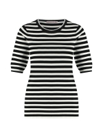 Studio Anneloes Luna stripe short slv pullover 9011 black/off white
