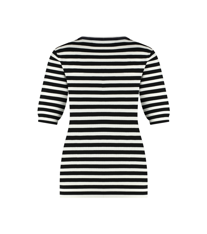 Studio Anneloes Luna stripe short slv pullover 9011 black/off white