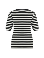 Studio Anneloes Luna stripe short slv pullover 9011 black/off white